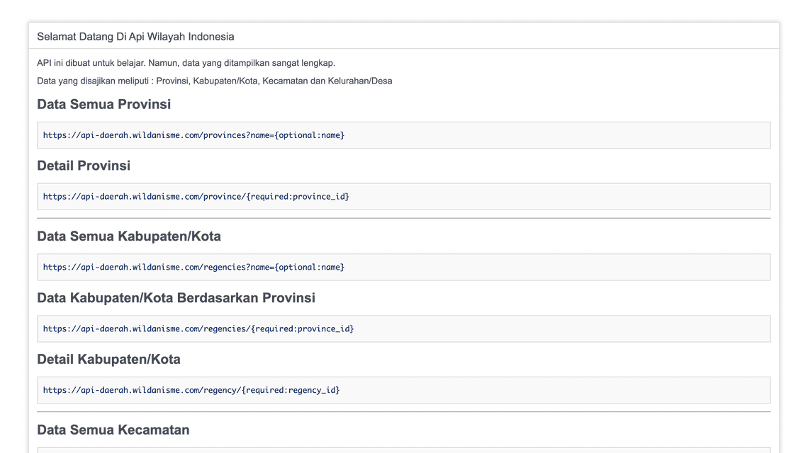 Halaman https://api-daerah.wildanisme.com